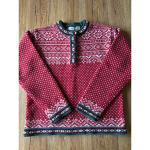 L.L. Bean Women's Vtg Merino Lambswool Snowflake Sweater Size Small